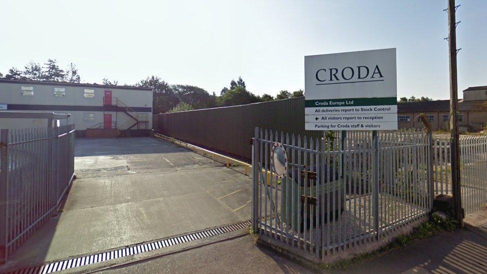 Entrance to Croda's site in Leek