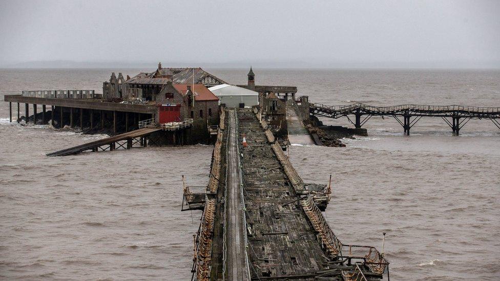 A view of Birnbeck Pier from the shoreline