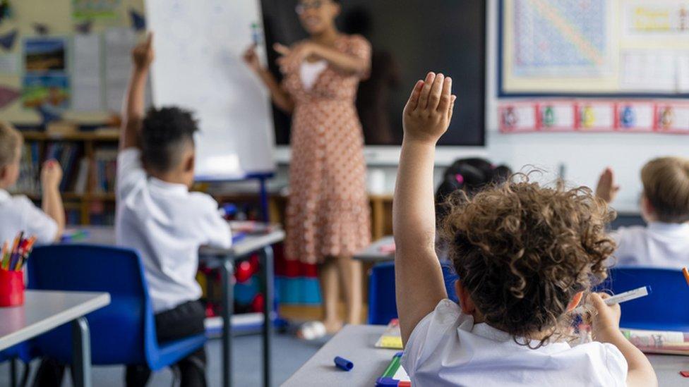 Stock photo of kids in a classroom