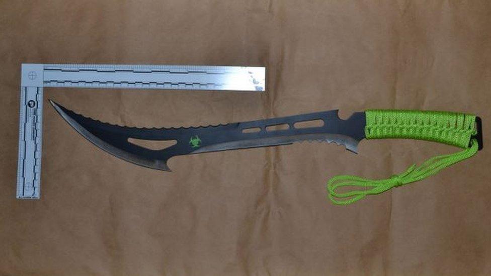 Zombie Killer machete used during the attack