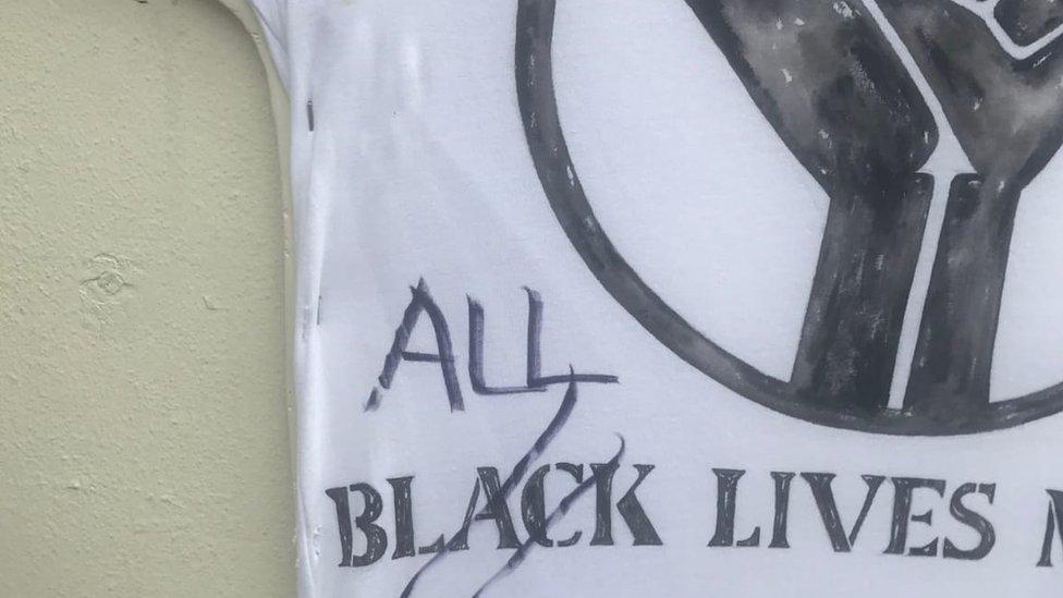 Black Lives Matter t-shift altered to say All Lives Matter