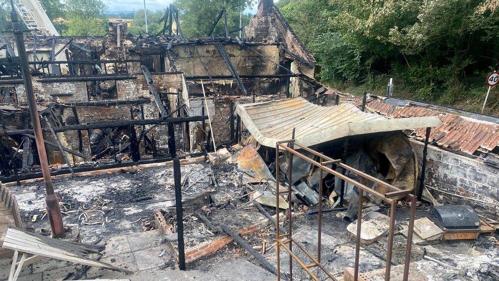 A fire has destroyed a pub