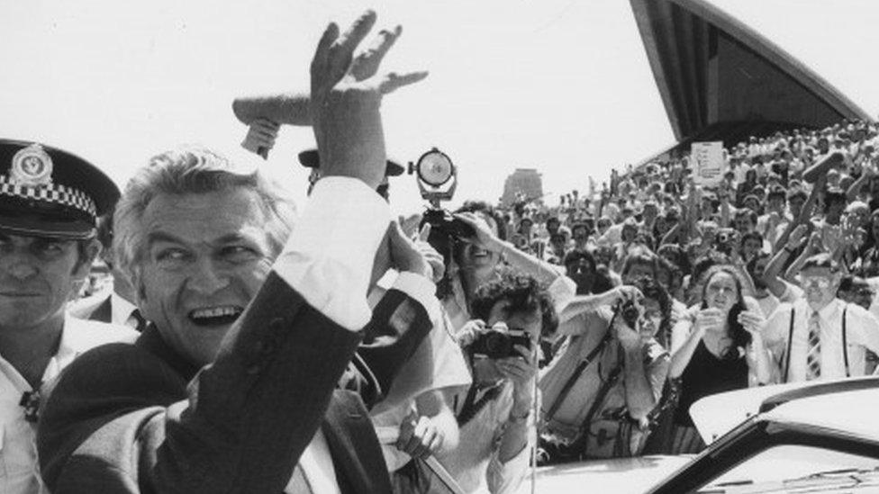 Bob Hawke campaigning in 1983