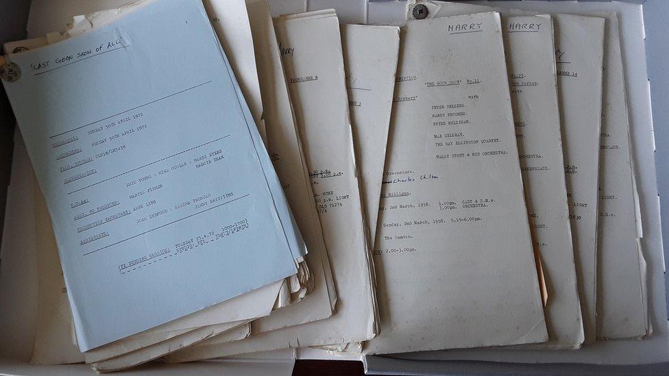 A folder of scripts from The Goon Show