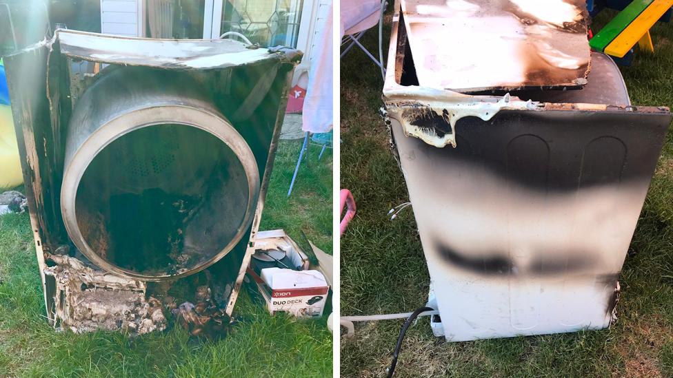 Mark Studley's fire-damaged Whirlpool dryer