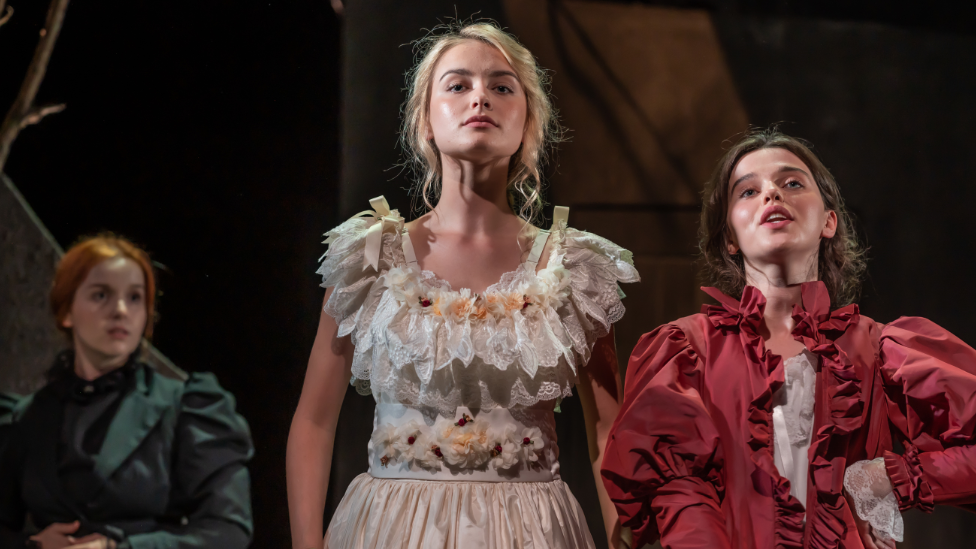 Sophie McGibbon, centre, who will play Mina in The Lyric Theatre's performance of Dracula with (from left) Maryann Maguire and Holly Demaine