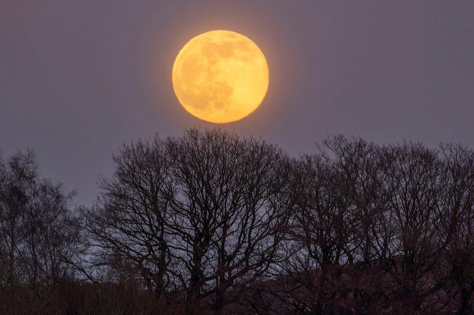 Snow Moon from Stoney Middleton