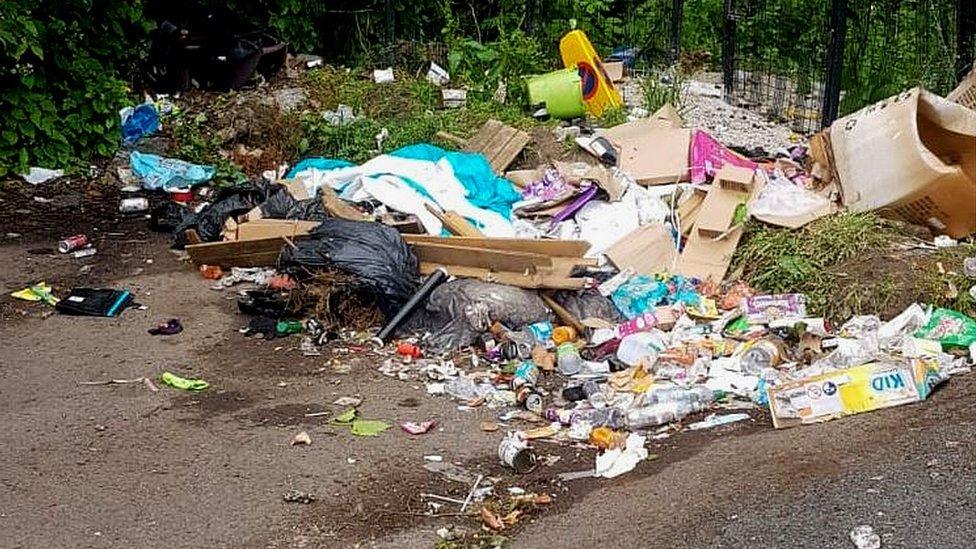 Dumped rubbish on on New Viaduct Street in Ancoats and Beswick