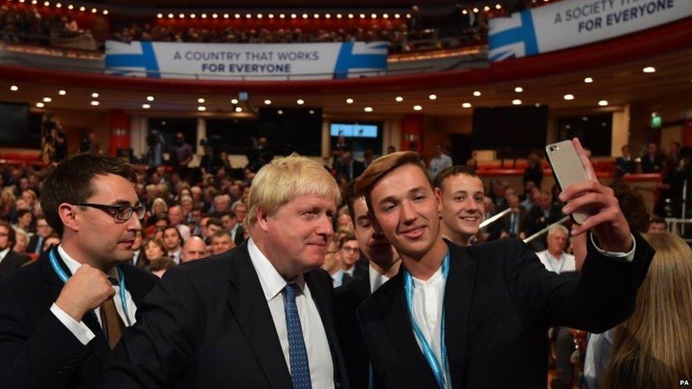 Conservative activists with Boris Johnson