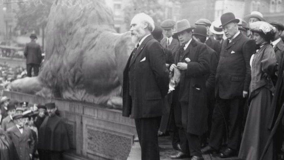 Keir Hardie gives speech in Trafalgar Square