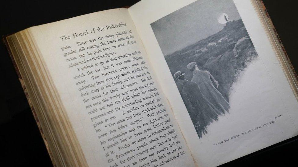 A first edition of The Hound of the Baskervilles by Arthur Conan Doyle