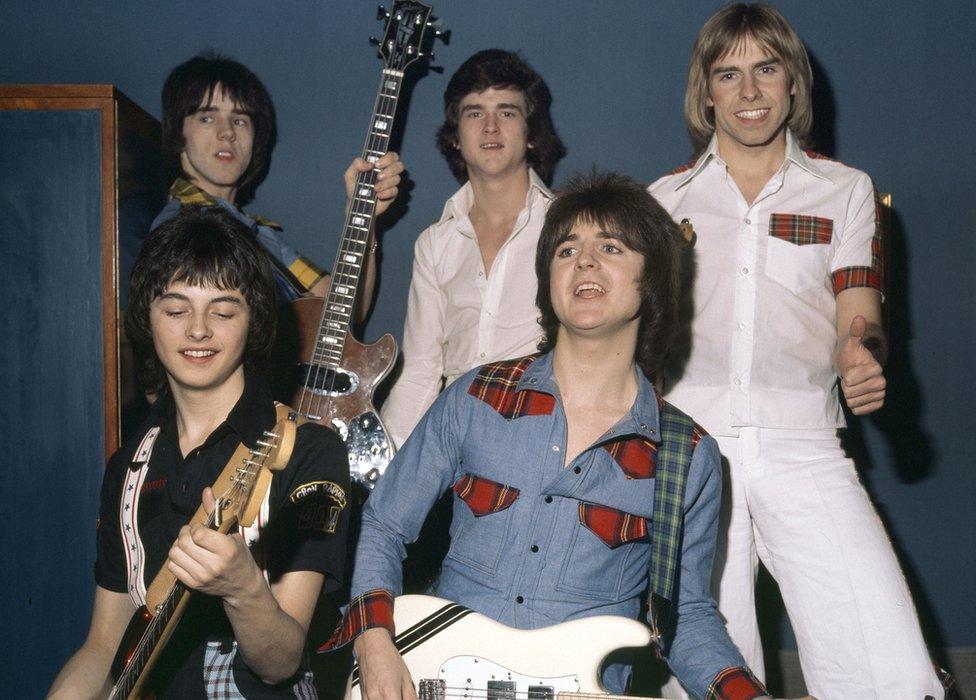 Ian Mitchell (bottom left) with the other Bay City Rollers