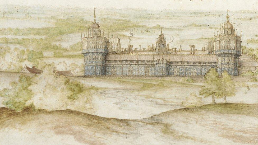 Nonsuch Palace from the South by Joris Hoefnagel