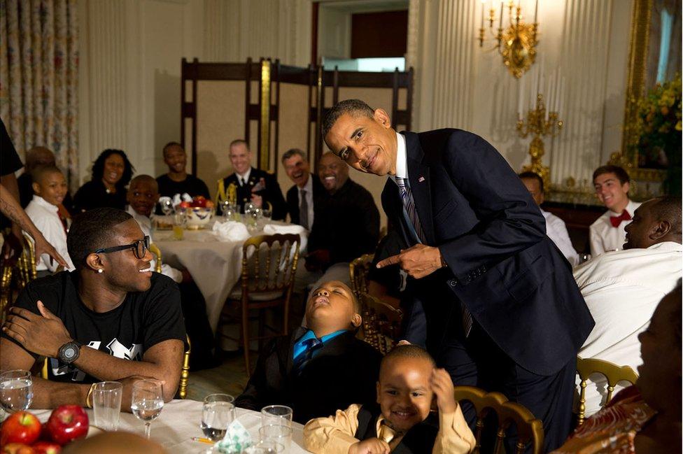 Boy asleep at White House event