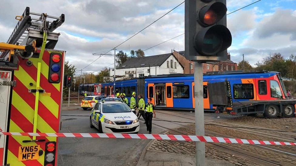 Tram-train crash scene