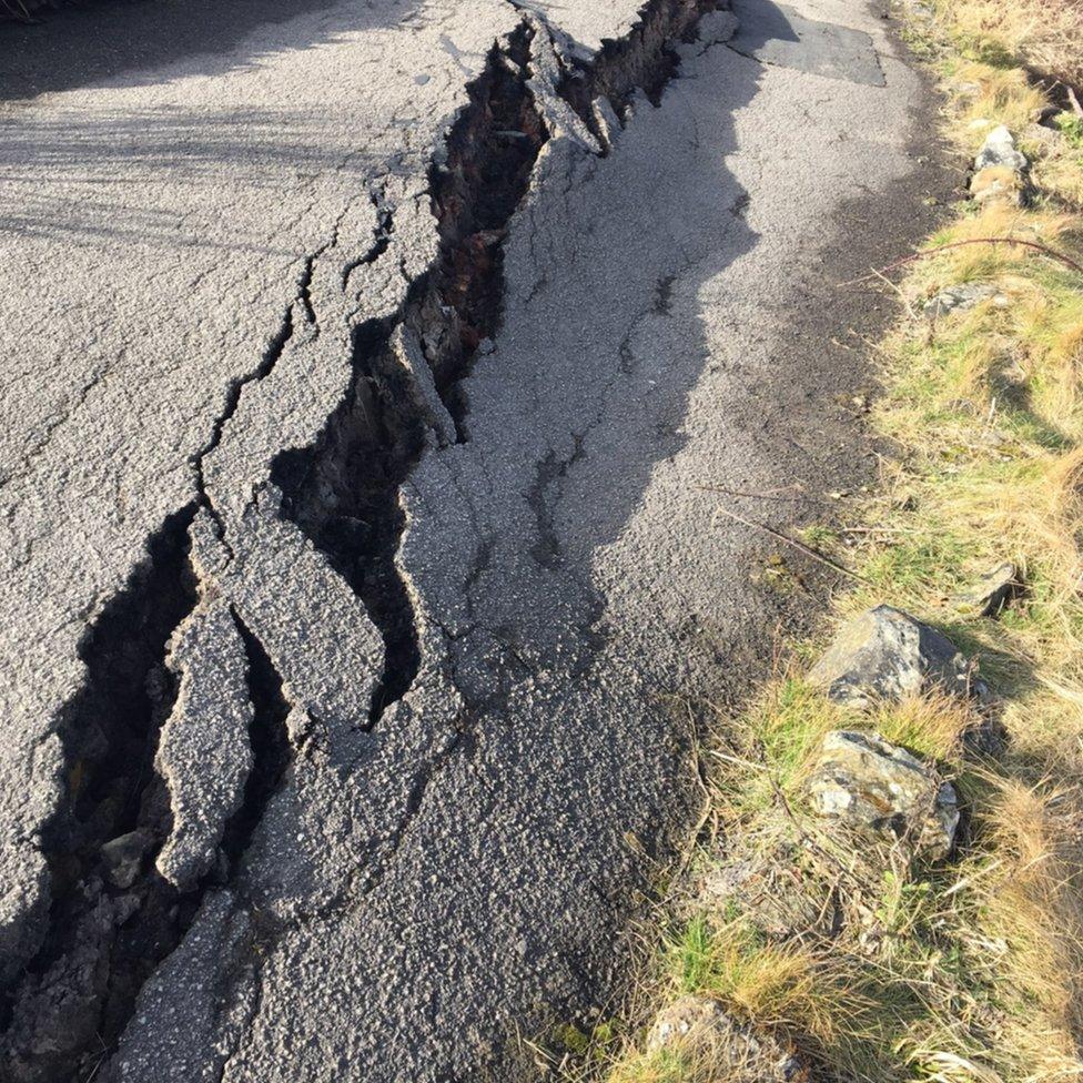 Crack on path on South Cliff in Scarborough