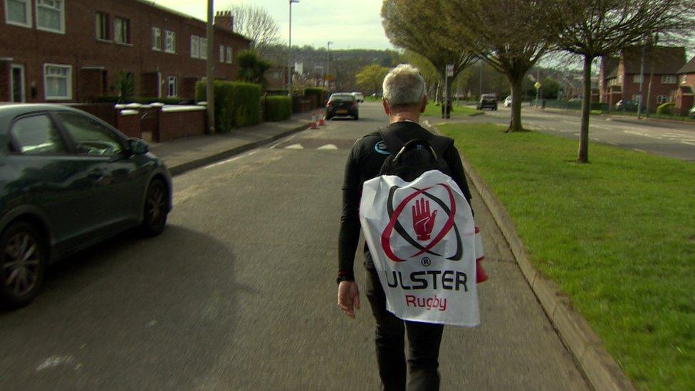 Michael Dickson sets off on his walk