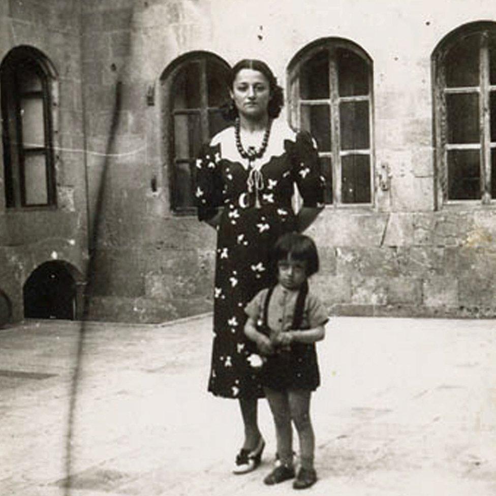 Zahed's father Ghassan as a young boy with his mother