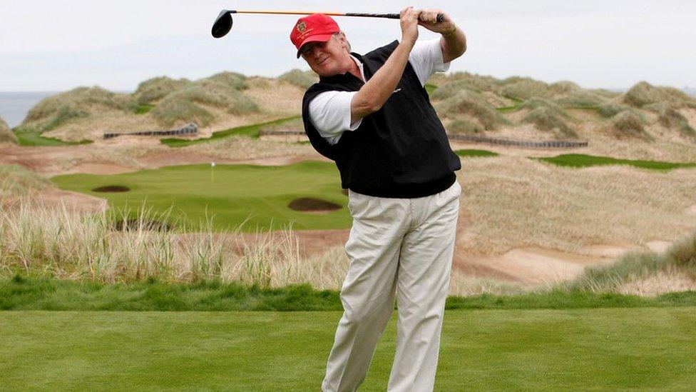 Donald Trump at the Trump International Golf Links near Aberdeen