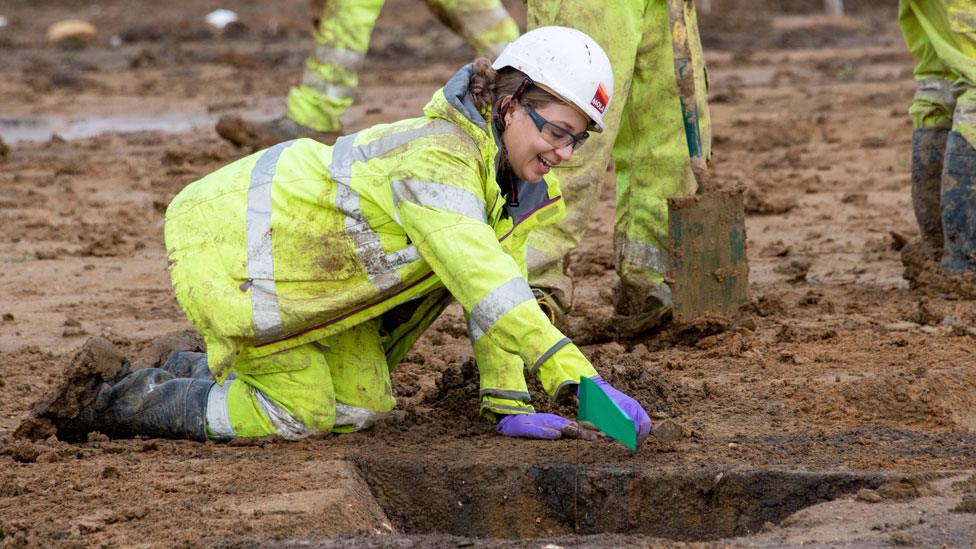 Archaeologist at A428 dig