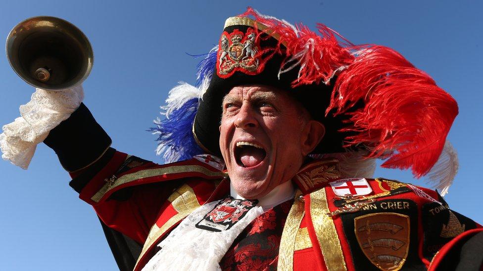 Town crier at Virgin London Marathon, 2014