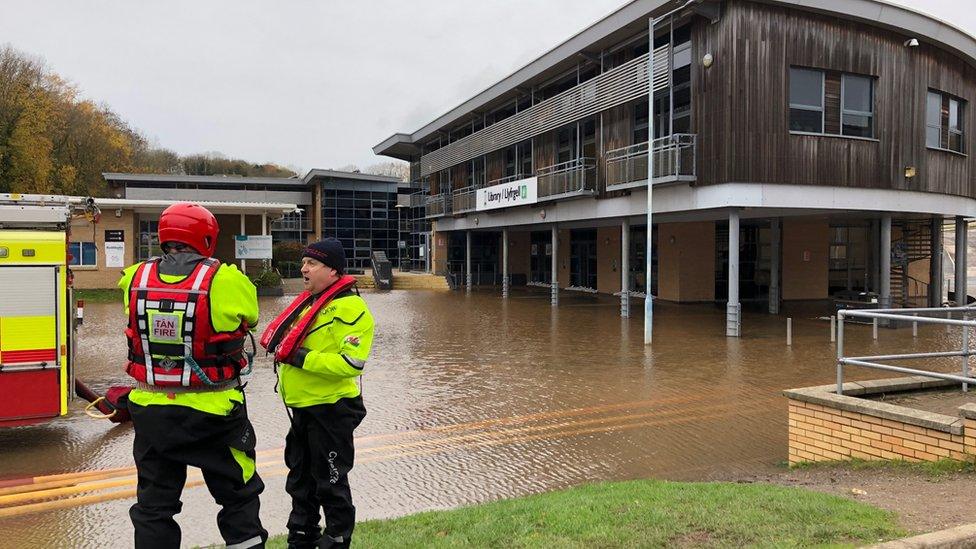 Flooding in Milford Haven library