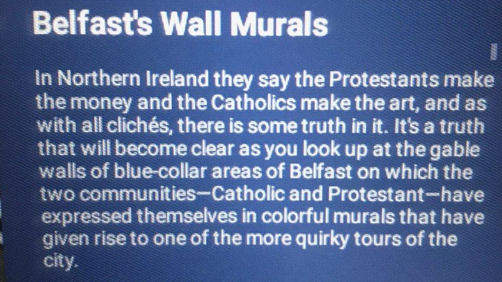 Text from Singapore Airlines' guide to Belfast