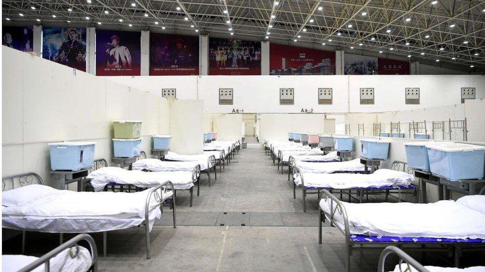 Temporary hospital facility in Wuhan, China