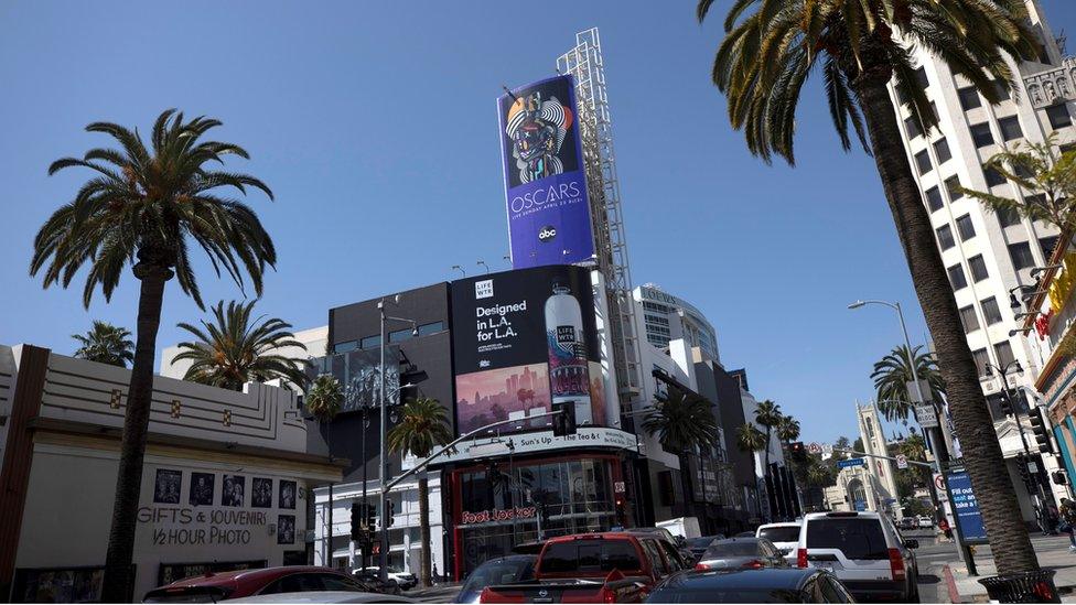 An Oscars billboard in Los Angeles