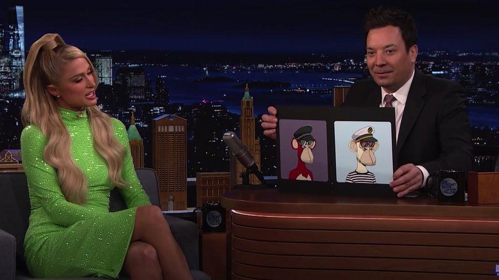 Jimmy Fallon and Paris Hilton show off Bored Ape NFTs