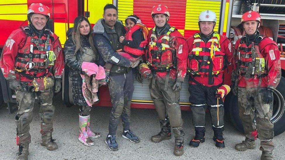 Essex firefighters rescued a family stuck in a boat on mudflats