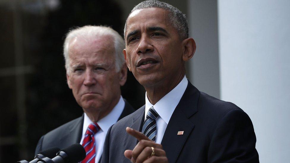 President Obama, shown with Vice-President Biden