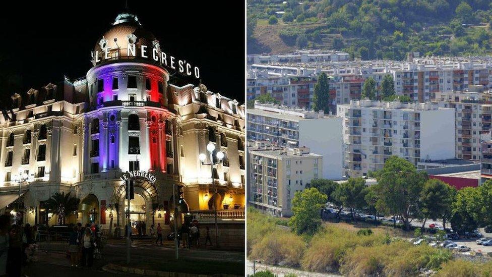 Hotel Negresco on the Promenade des Anglais in Nice, and the Ariane district