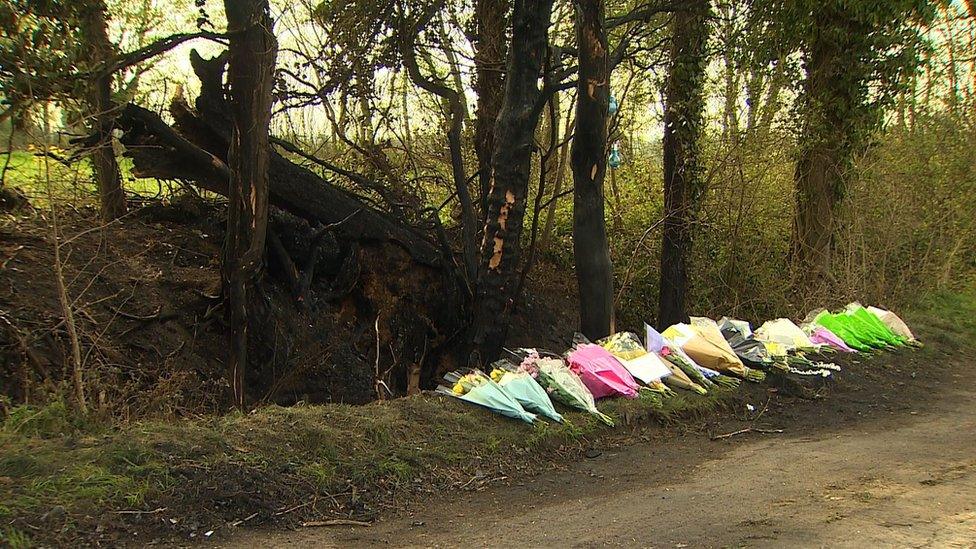 Flowers at scene of crash