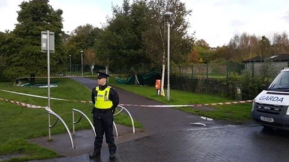 A garda at the scene of the attack on the man in Cork