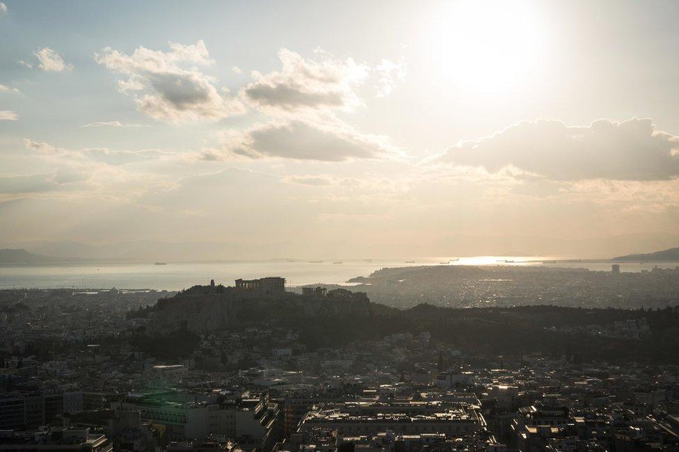 The Acropolis seen at sunset