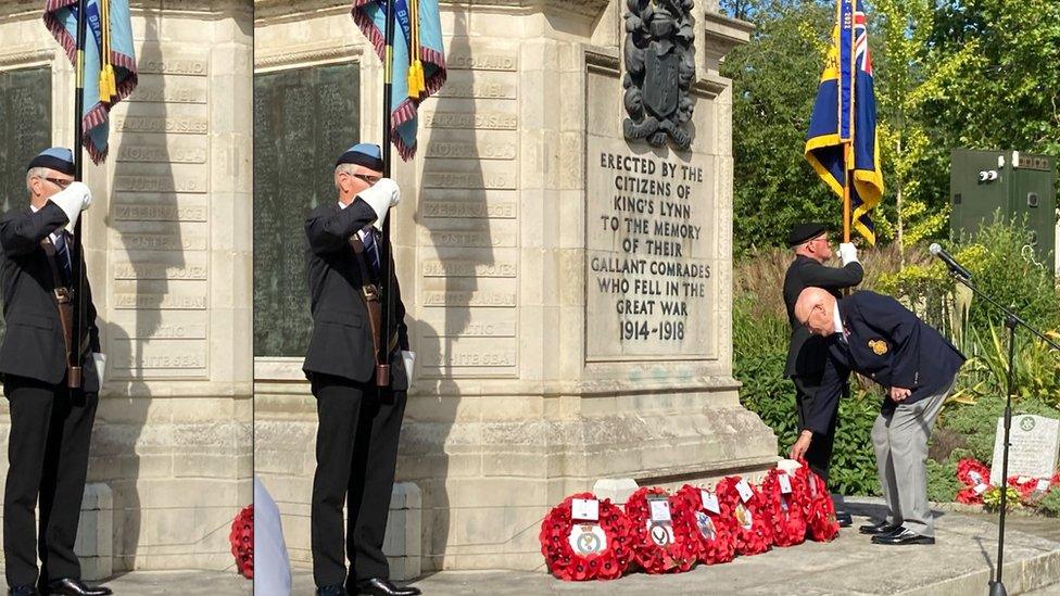 Wreath laying at the war memorial in Tower gardens in King's Lynn