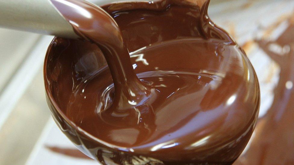 Melted chocolate.