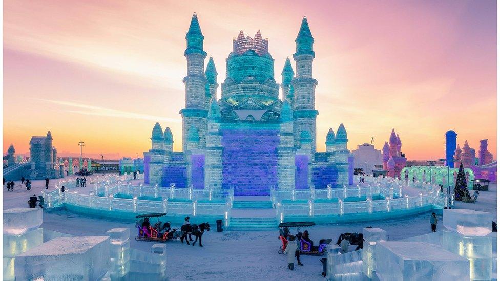 Preparations for Harbin ice and snow festival