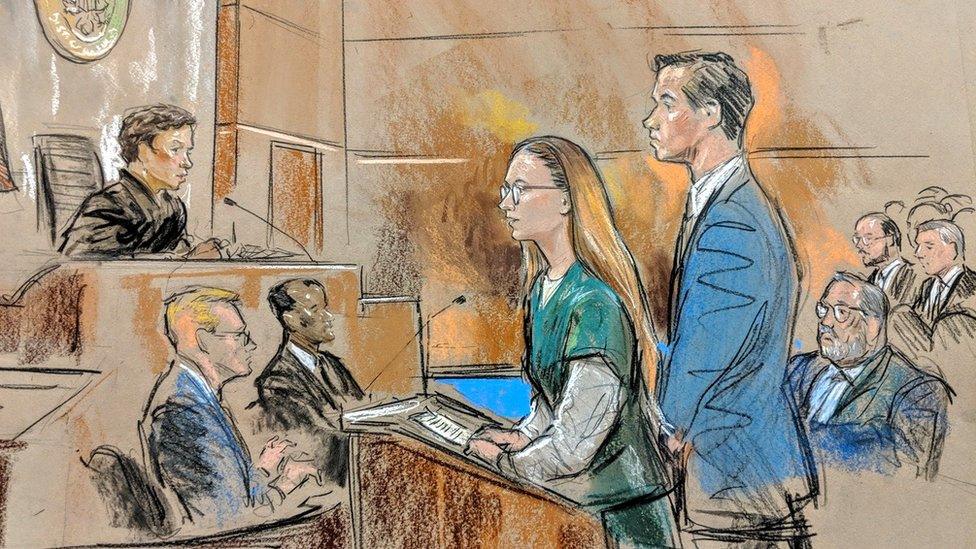 Courtroom sketch of Maria Butina from 26 April