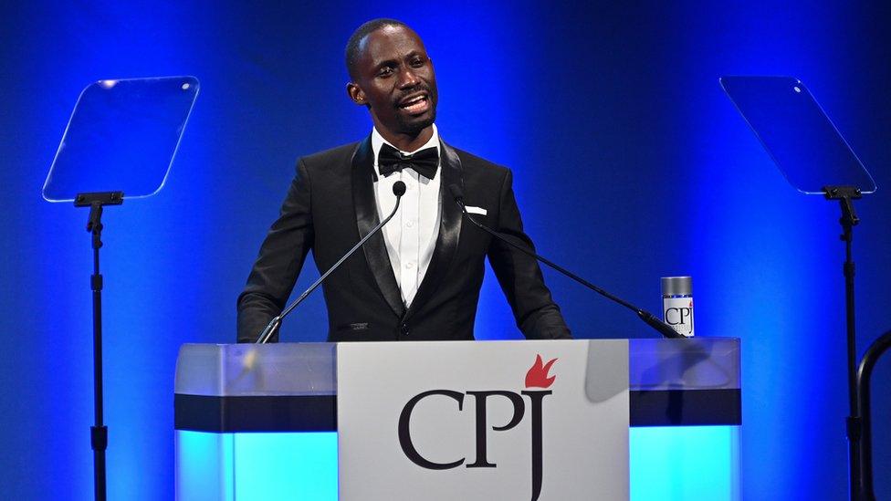 Maxence Melo speaks at the Committee to Protect Journalists International Press Freedom Awards in New York