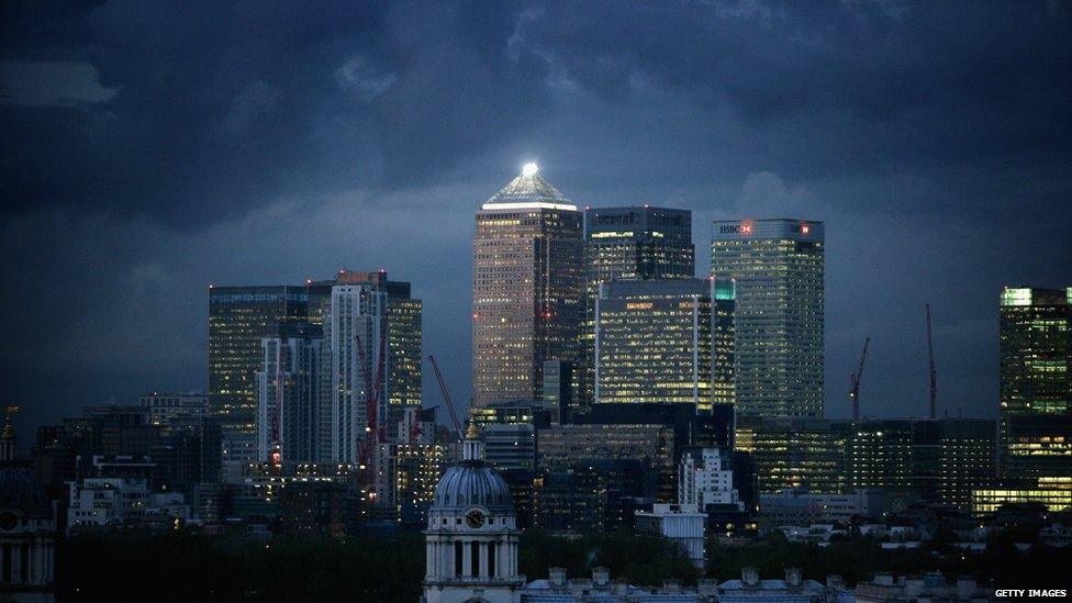 Canary Wharf at night