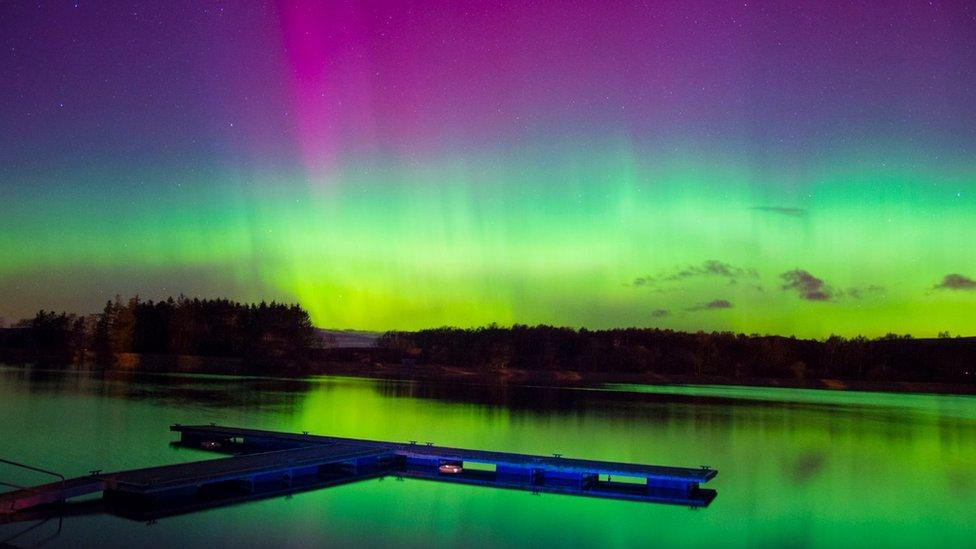 Northern Lights in Clatto Park in Dundee