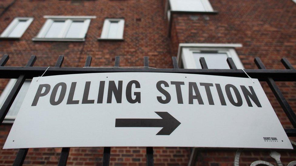 Polling station sign