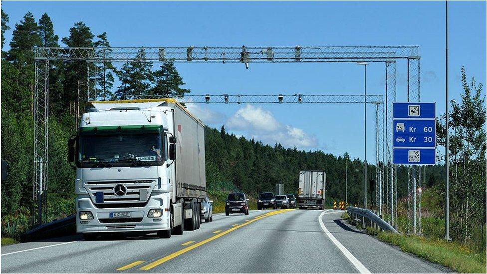 Lorry on a motorway in Norway