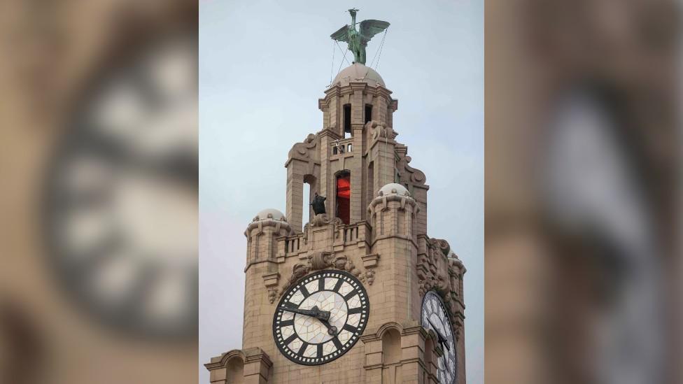 The Batman being filmed at the Royal Liver Building