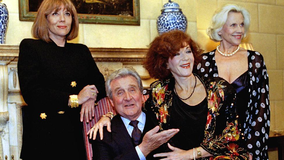 Dame Diana (left) with Macnee, her successor Linda Thorson and predecessor Honor Blackman (right) in 1993