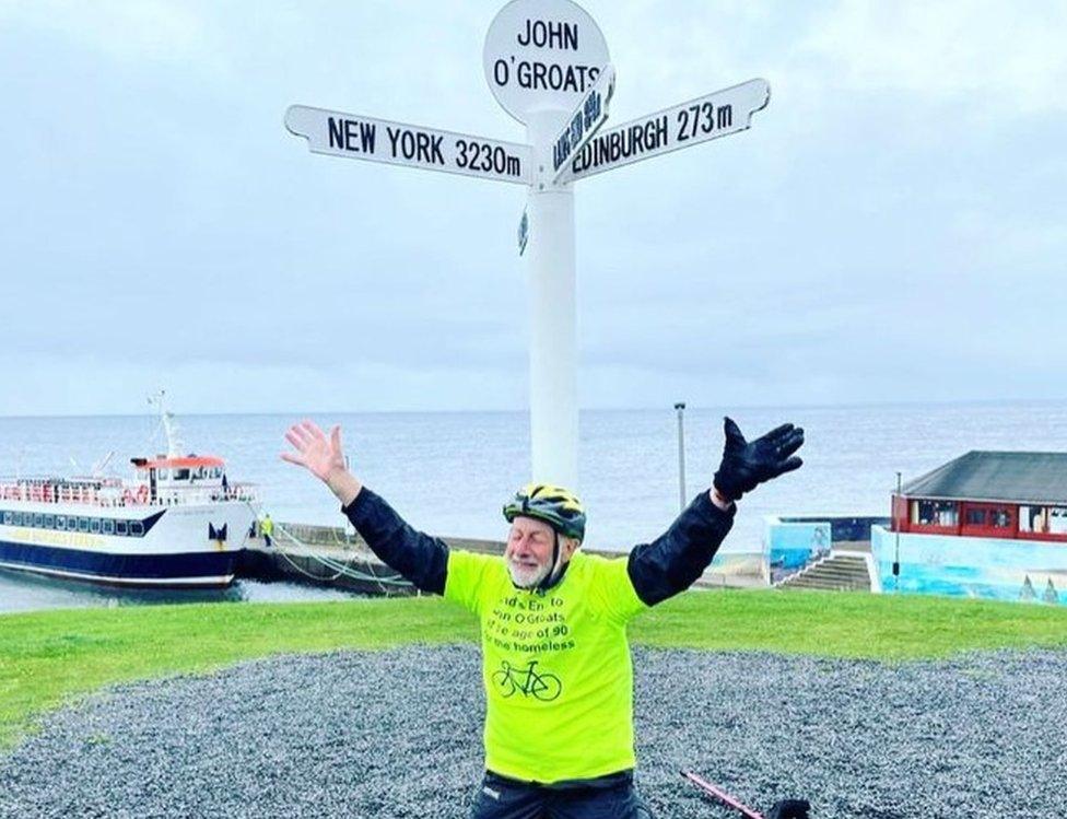 Peter Langford at John O'Groats