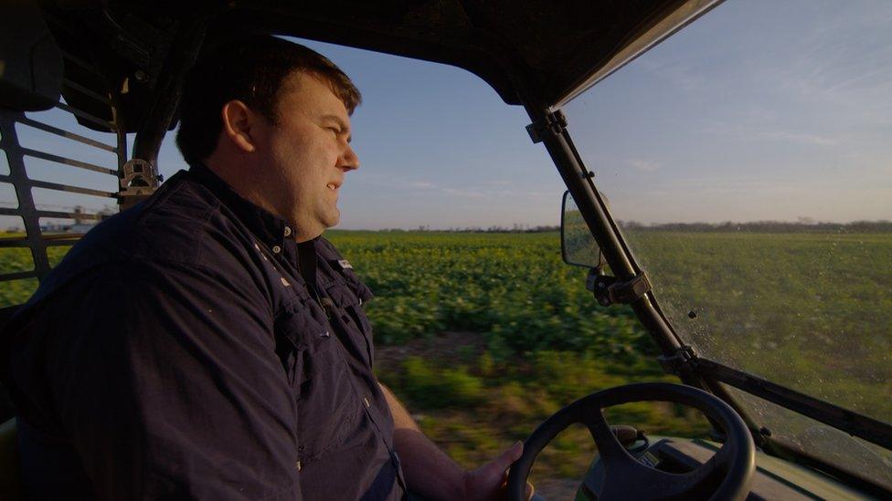 Will Hutchinson's farm relies on exporting its soybeans to China