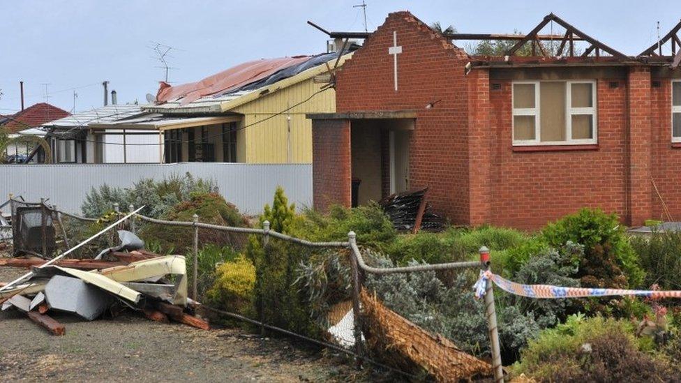 A general view shows storm damage in the town of Blyth, South Australia, Australia, 29 September 2016.